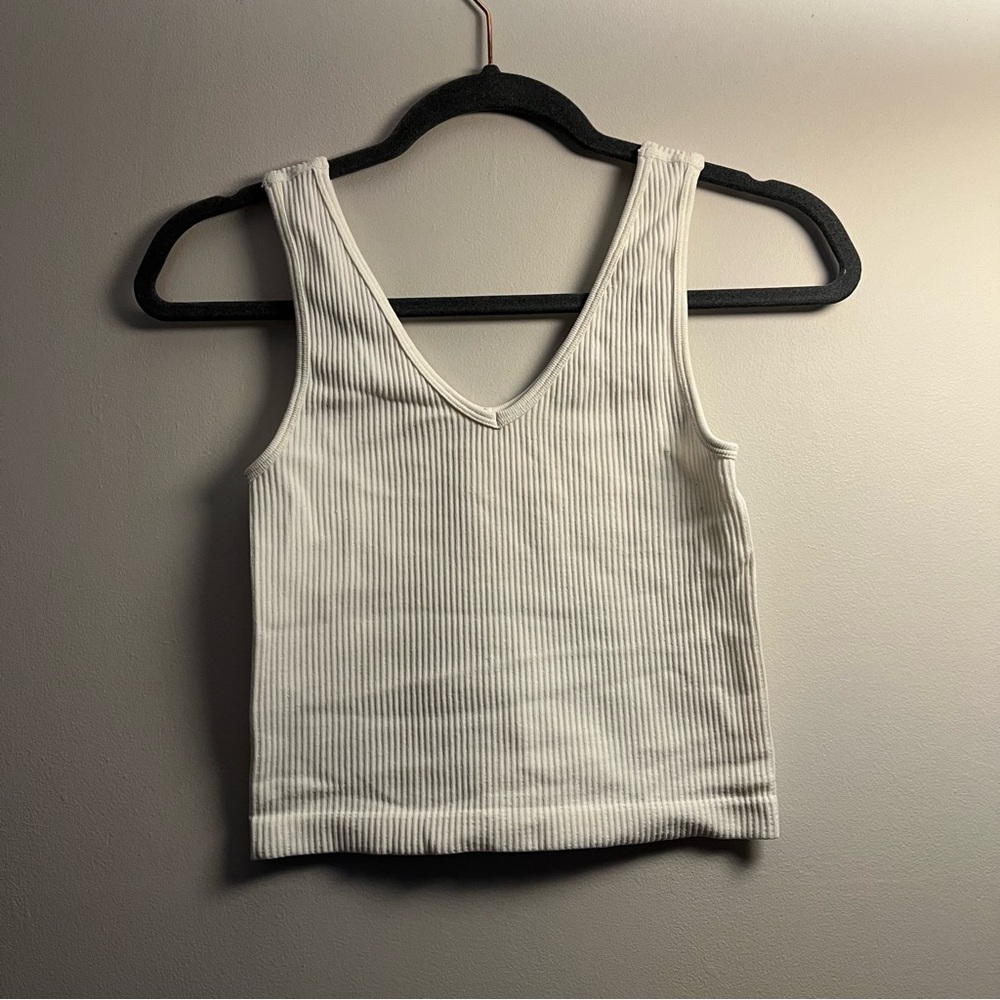 White Ribbed Tank Top